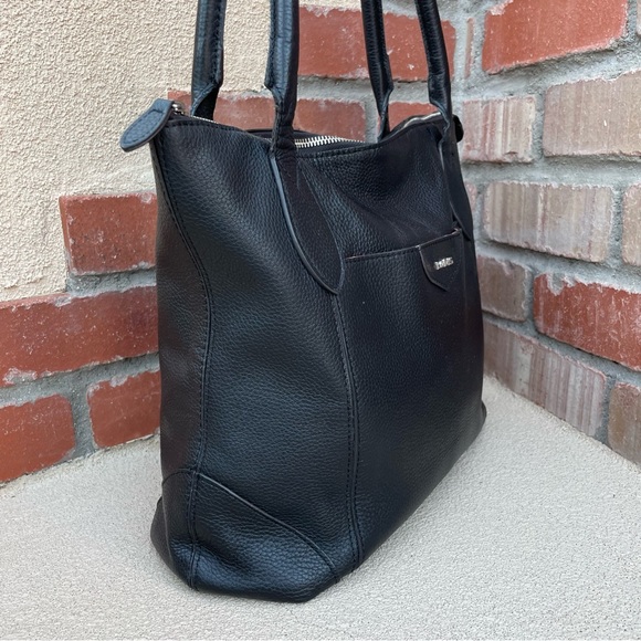 LODIS Siera Genuine Leather Luggage Travel Trolley Tote in Black w/Scarf - Picture 6 of 12